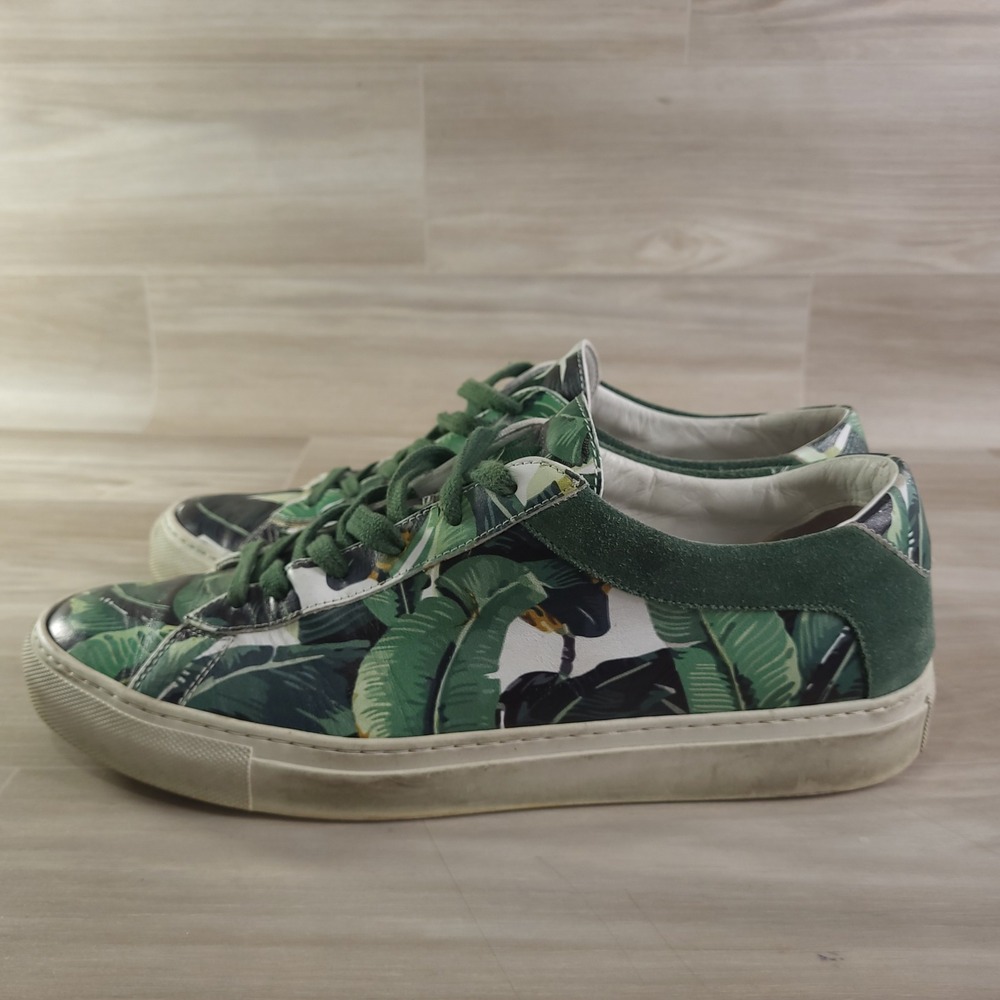 Koio Capri Sneakers Mens 43 Green Tropical Banana Leaf Print Leather Italy